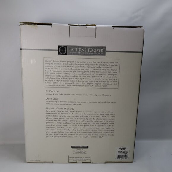 New Oneida AERO 18/10 Stainless Steel 20pc Flatware Set Forks Spoons Knives - Picture 2 of 6